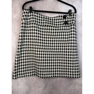 Vintage 90's F.L Malik Black White Houndstooth A Line‎ Skirt Size 12